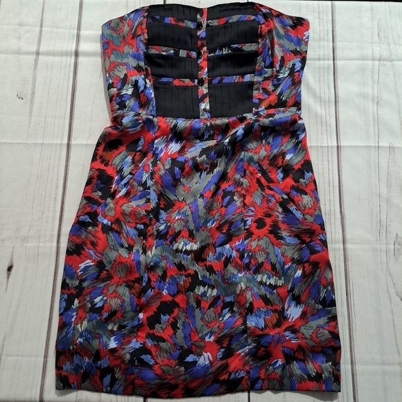 BCBG Strapless Party Dress Cocktail Multicolor Size 6 Formal Wedding Sweetheart - Picture 1 of 14